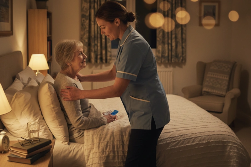 care giver helping woman