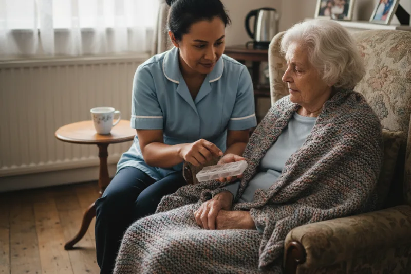 Domiciliary care worker on duty